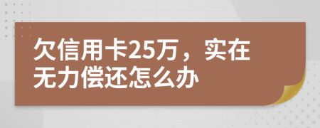 欠信用卡25万，实在无力偿还怎么办