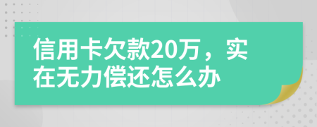 信用卡欠款20万，实在无力偿还怎么办