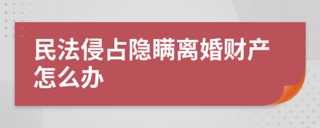 民法侵占隐瞒离婚财产怎么办