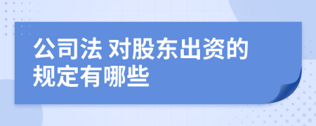  公司法 对股东出资的规定有哪些