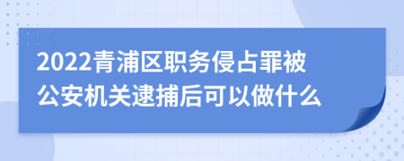 2022青浦区职务侵占罪被公安机关逮捕后可以做什么