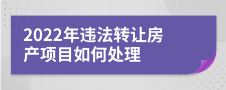 2022年违法转让房产项目如何处理