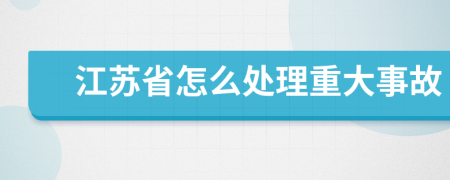 江苏省怎么处理重大事故