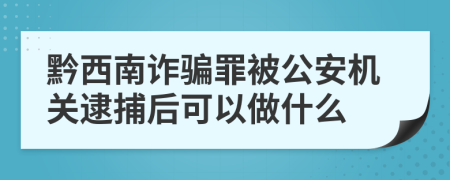 黔西南诈骗罪被公安机关逮捕后可以做什么