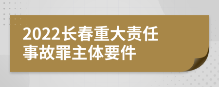 2022长春重大责任事故罪主体要件