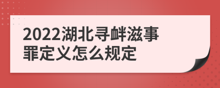 2022湖北寻衅滋事罪定义怎么规定