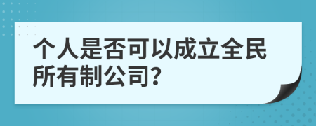 个人是否可以成立全民所有制公司？