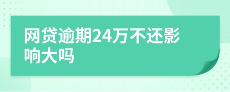 网贷逾期24万不还影响大吗