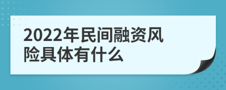 2022年民间融资风险具体有什么