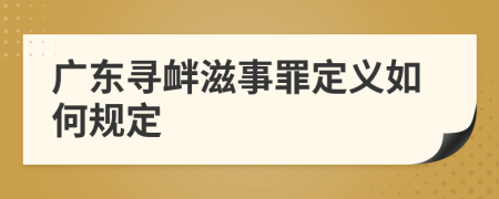 广东寻衅滋事罪定义如何规定