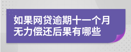 如果网贷逾期十一个月无力偿还后果有哪些