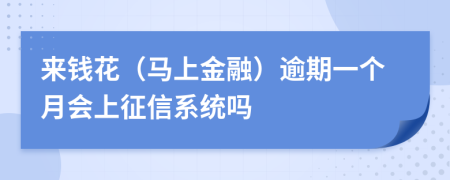 来钱花（马上金融）逾期一个月会上征信系统吗