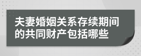 夫妻婚姻关系存续期间的共同财产包括哪些