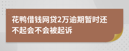 花鸭借钱网贷2万逾期暂时还不起会不会被起诉