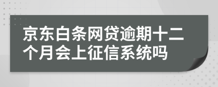 京东白条网贷逾期十二个月会上征信系统吗