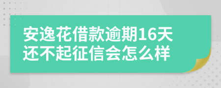 安逸花借款逾期16天还不起征信会怎么样