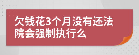 欠钱花3个月没有还法院会强制执行么