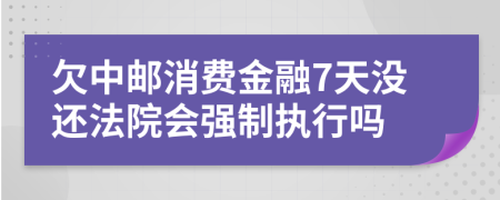 欠中邮消费金融7天没还法院会强制执行吗