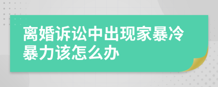 离婚诉讼中出现家暴冷暴力该怎么办