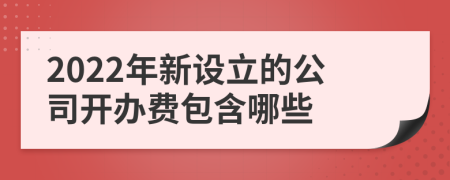 2022年新设立的公司开办费包含哪些