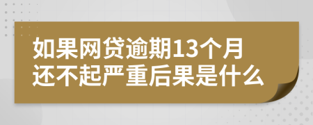 如果网贷逾期13个月还不起严重后果是什么