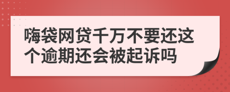 嗨袋网贷千万不要还这个逾期还会被起诉吗