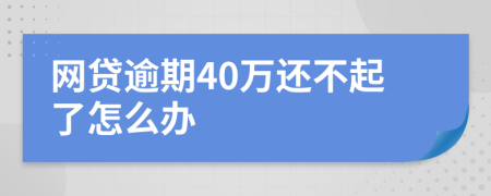 网贷逾期40万还不起了怎么办