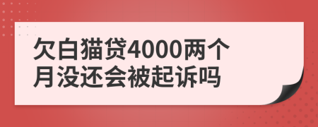 欠白猫贷4000两个月没还会被起诉吗