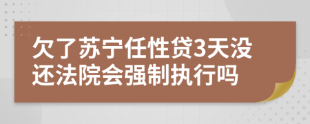 欠了苏宁任性贷3天没还法院会强制执行吗