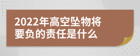 2022年高空坠物将要负的责任是什么