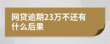 网贷逾期23万不还有什么后果