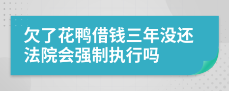 欠了花鸭借钱三年没还法院会强制执行吗