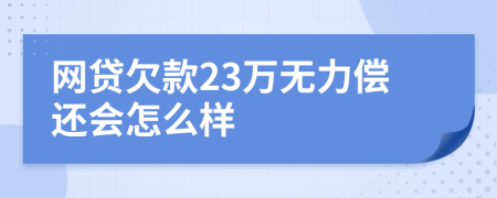 网贷欠款23万无力偿还会怎么样