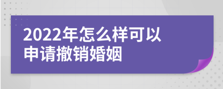 2022年怎么样可以申请撤销婚姻