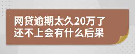 网贷逾期太久20万了还不上会有什么后果