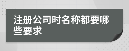 注册公司时名称都要哪些要求