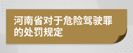 河南省对于危险驾驶罪的处罚规定