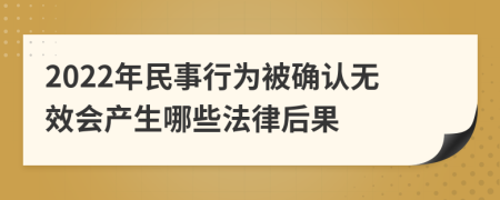 2022年民事行为被确认无效会产生哪些法律后果