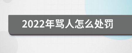 2022年骂人怎么处罚