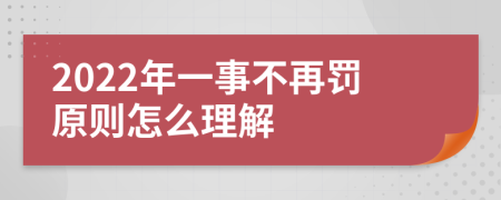 2022年一事不再罚原则怎么理解