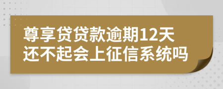 尊享贷贷款逾期12天还不起会上征信系统吗