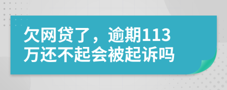 欠网贷了，逾期113万还不起会被起诉吗