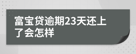 富宝贷逾期23天还上了会怎样