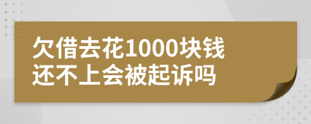 欠借去花1000块钱还不上会被起诉吗