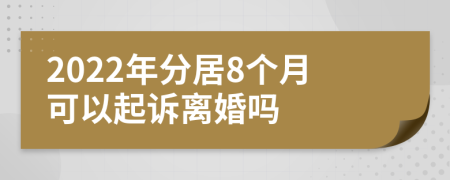 2022年分居8个月可以起诉离婚吗