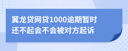 翼龙贷网贷1000逾期暂时还不起会不会被对方起诉