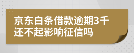 京东白条借款逾期3千还不起影响征信吗