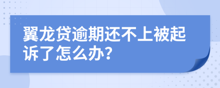 翼龙贷逾期还不上被起诉了怎么办？