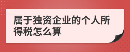 属于独资企业的个人所得税怎么算