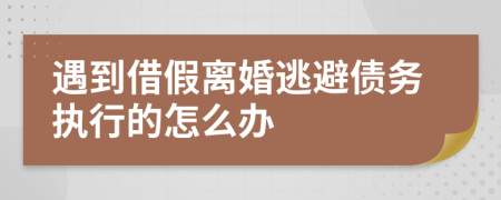 遇到借假离婚逃避债务执行的怎么办